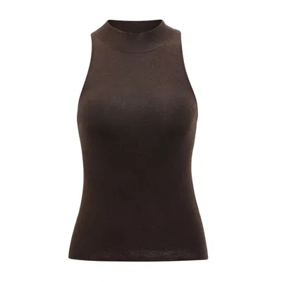 Nuaje Nuaje Women's May Halterneck Wool And Silk Knit Tank - Brown