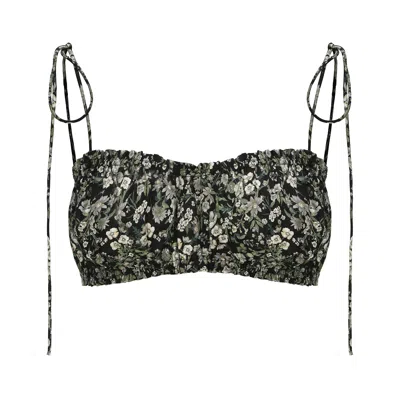 Nuaje Nuaje Women's Shirred Cotton Bralette In Floral Print In Multi