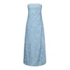 Nuaje Nuaje Women's White / Blue Rhea Strapless Midi Linen Dress In Blue
