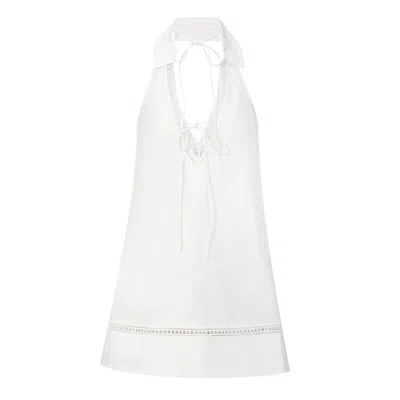 Nuaje Nuaje Women's White Lunar Openback Cotton Polo Dress