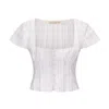 Nuaje Nuaje Women's White Lynn Square Neck Button Top