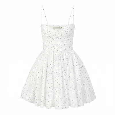 Nuaje Nuaje Women's White Reverie Twist Front Ruched Cotton Mini Dress In Ivory Dot