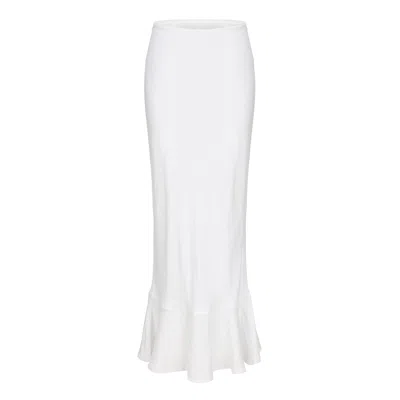 Nuaje Nuaje Women's White The Flare-hem Bias Skirt In Bamboo-linen