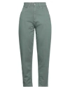 Nualy Woman Jeans Military Green Size 2 Cotton, Elastane
