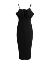 Nualy Woman Midi Dress Black Size 8 Polyester, Elastane In Black