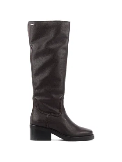 Nubikk Cassy Grain Leather Boots In Brown