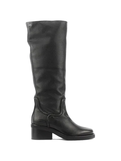 Nubikk Cassy Grained Calf Leather Boots In Black