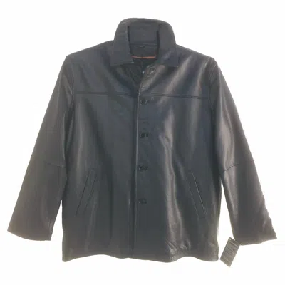 Pre-owned Nuborn C223 , Men's Leather 3/4 Length Coat/jacket, 5 Buttons, Black