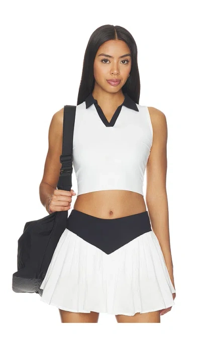 Nubyen Ba?os Contrast Collar Sleeveless Top In White & Black
