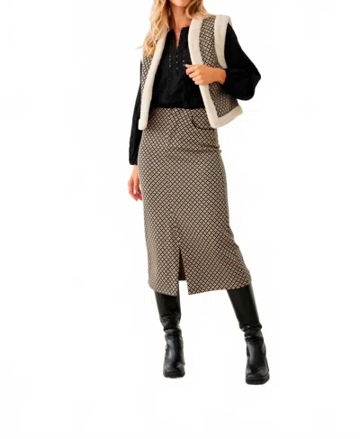 Nud By Nekane Jacquard Knitted Skirt In Tan/black In Multi