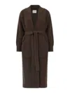 Nude Dressing Gown Style Brown Wool Coat In Brown