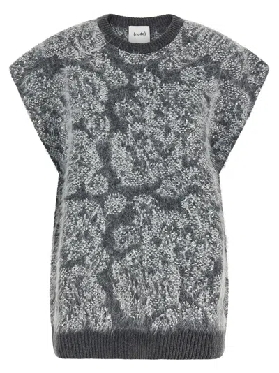 Nude Abstract Jacquard Wool Blend Sweater In Gray