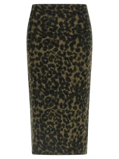NUDE ALPACA WOOL BLEND ANIMAL PRINT MIDI SKIRT