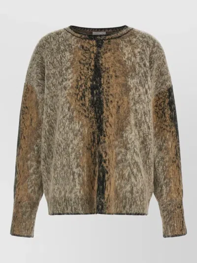 Nude Alpaca Wool Oversized Abstract Pattern Sweater In Brown