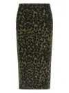 Nude Alpaca Wool Blend Animal Print Midi Skirt In Green