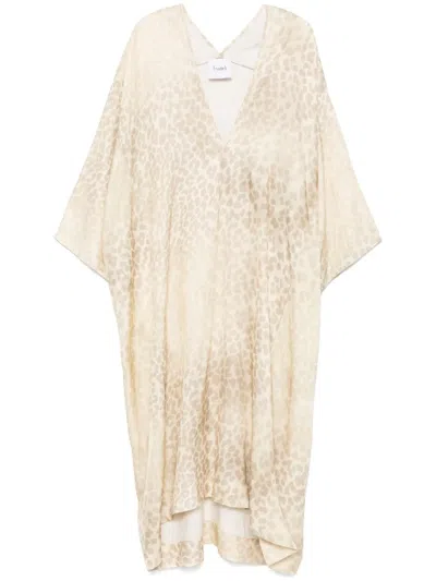 Nude Animal-print Midi Dress In Neutrals
