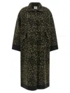 Nude Long Animal Print Wool Blend Coat In Animal Print