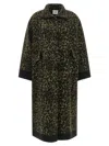 Nude Long Animal Print Wool Blend Coat In Animal Print
