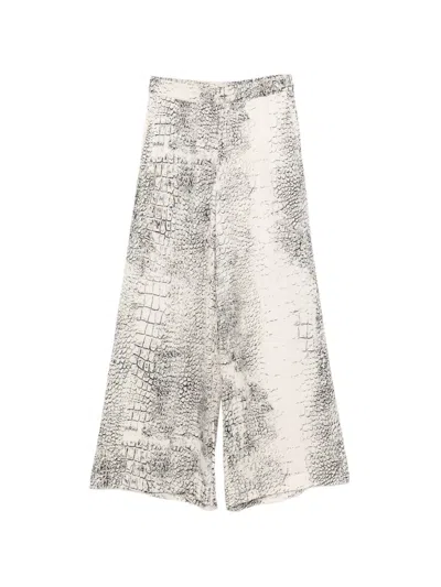 Nude Animal-print Trousers In Neutral