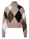 Nude Argyle-pattern Turtleneck Sweater In Neutral