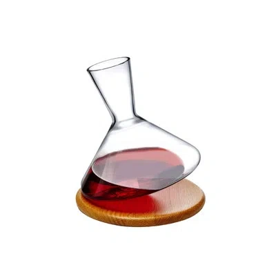 Nude Balance Lead Free Crystal Wine Decanter With Wooden Base 33.81 Oz. In Clear