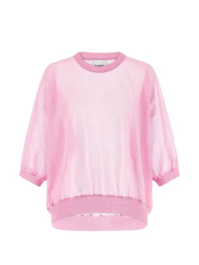 Nude Semi-sheer Cotton Sweater In Pink
