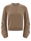 Nude Beige Curved Sleeve Sweater In