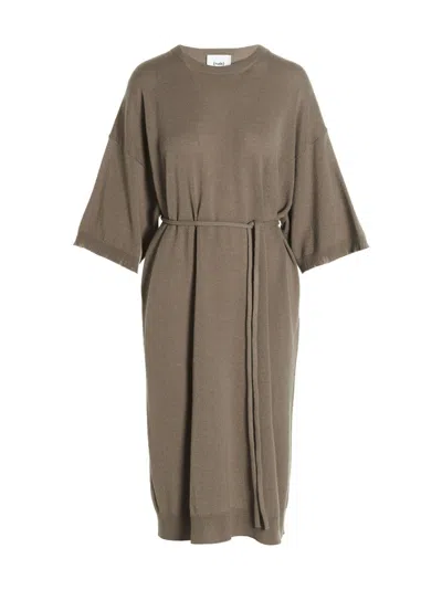 NUDE BEIGE KNIT LONG DRESS