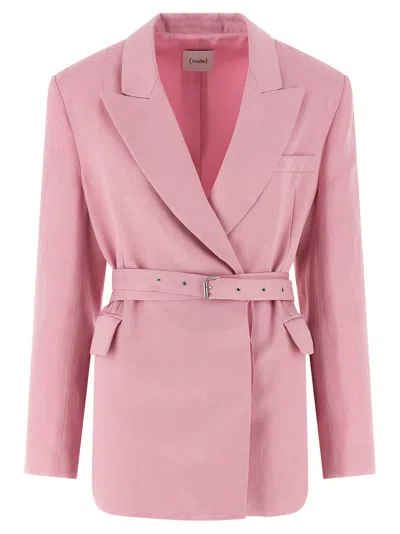Nude Belt Blazer In Pink