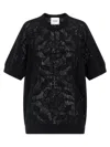 Nude Cotton Sweater Crew Neck Lace Pattern In Black