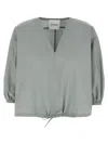 Nude Grey V-neck Blouse In Green