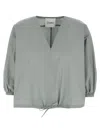 Nude Grey V-neck Blouse In Green