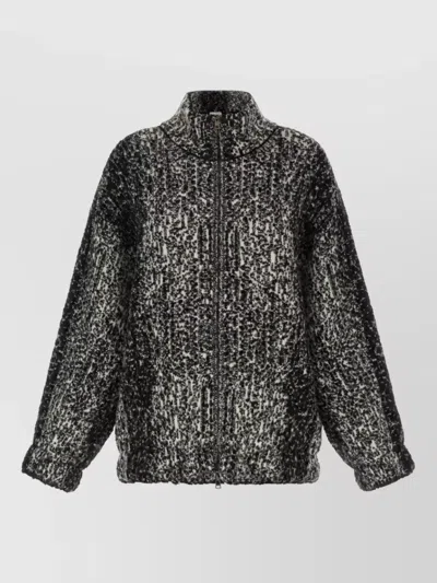 Nude Bouclé Knit Bomber Jacket In Black
