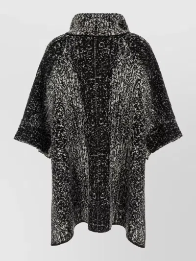 Nude Bouclé Oversized Funnel-neck Cape Coat In Gray
