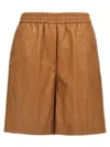 Nude Leather-effect Bermuda Shorts Bermuda And Short In Brown