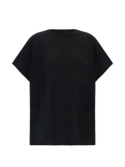 Nude Brushed Alpaca-blend Short-sleeve Sweater In Black