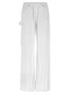 Nude Denim-effect Cargo Pants With Loose Leg In White