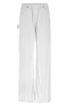 Nude Denim-effect Cargo Pants With Loose Leg In White