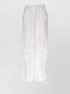 Nude Cargo Pants Elastic Waist Drawstring Hem Pockets In White