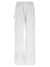 Nude Denim-effect Cargo Pants With Loose Leg In White