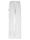 Nude Denim-effect Cargo Pants With Loose Leg In White
