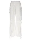 Nude Cargo Pants Elastic Waist Drawstring Hem Pockets In White