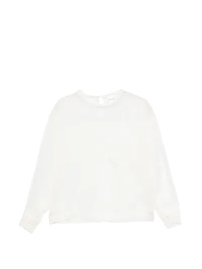 Nude Chest-pocket Sheer Blouse In White