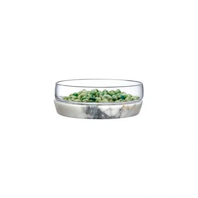Nude Chill Dessert Bowl With Marble Base 20.29 oz In White;gray;clear