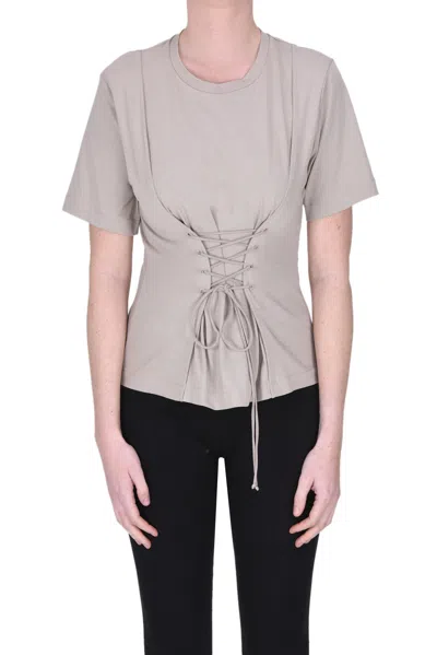 Nude Corset Style T-shirt In Dove-grey