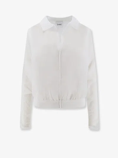 Nude Cotton Blend Polo Shirt In White