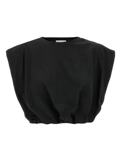 Nude Cotton Cropped Top In 黑色