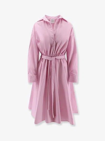 Nude Cotton Polo Dress In Pink