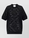 Nude Cotton Sweater Crew Neck Lace Pattern In Black