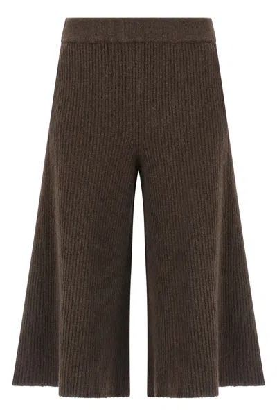 Nude Culotte Trousers With Relaxed Silhouette And Side Pockets In Brown